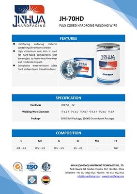 High Chromium Cast Iron JH-70HD Flux Cored Hardfacing Welding Wire Are Subject To Moderate Impact